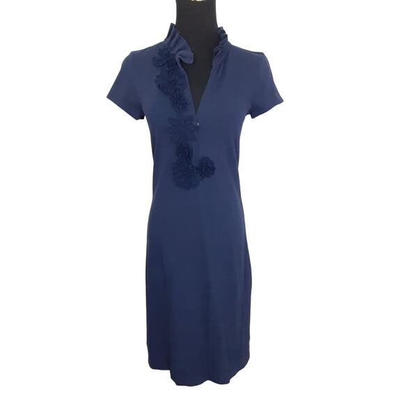 Lilly Pulitzer Clary Polo Shirt Dress Short Sleeve Dress Navy Blue XS Nautical - Picture 2 of 12